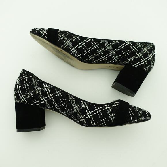 Talbots Black & White Tweed Pearl Classic Comfort Block Heel Pumps- Size 7 - Picture 6 of 9